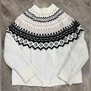 Universal Thread White and Black Fair Isle Knit Sweater